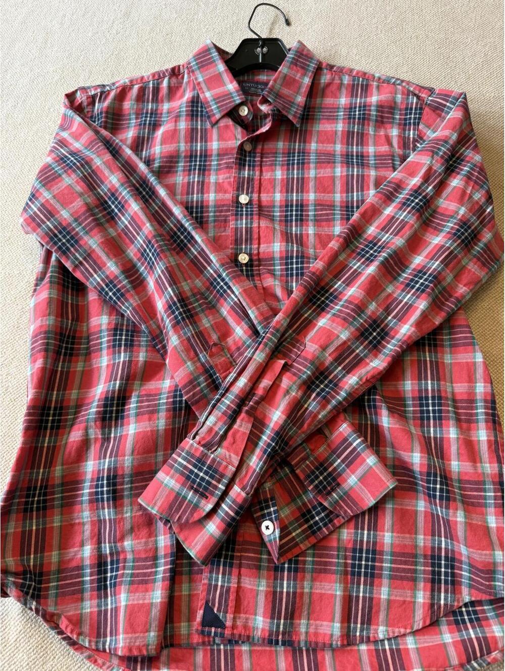 UNTUCKit Men's Medium Red Plaid Cotton Button-Down Shirt